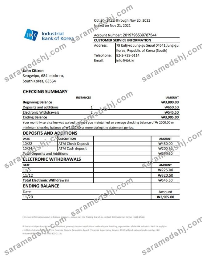 South Korea Industrial Bank excel